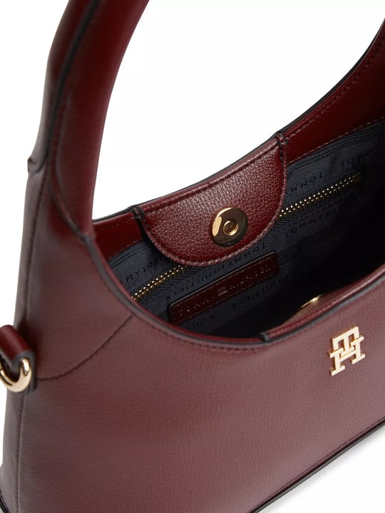 Tommy Hilfiger Tommy Hilfiger Kadın Mıknatıs Kapamalı Çıkarılabilir Çapraz Askılı Logo Plakalı Bordo Omuz Çantası AW0AW19185-XUT