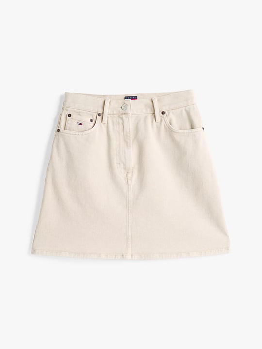 TOMMY HILFIGER Tommy Hilfiger Kadın Mini Boy Pamuklu Bej Etek DW0DW20607-ACG
