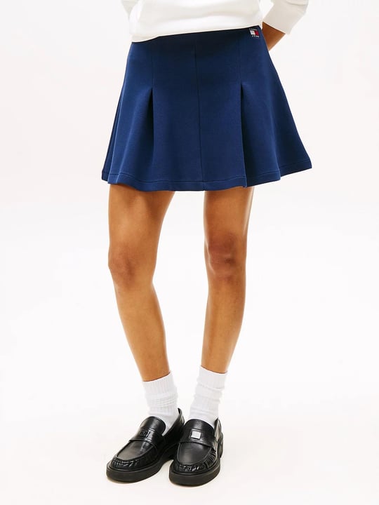 TOMMY HILFIGER Tommy Hilfiger Kadın Mini Pamuklu Kloş Lacivert Etek DW0DW20268-C1G