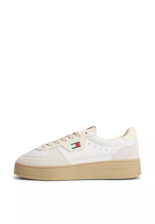 Tommy Hilfiger Tommy Hilfiger Kadın Monogram Logo Desenli Düşük Bilekli Rahat Taban Ekru Sneaker EN0EN03091-YBL