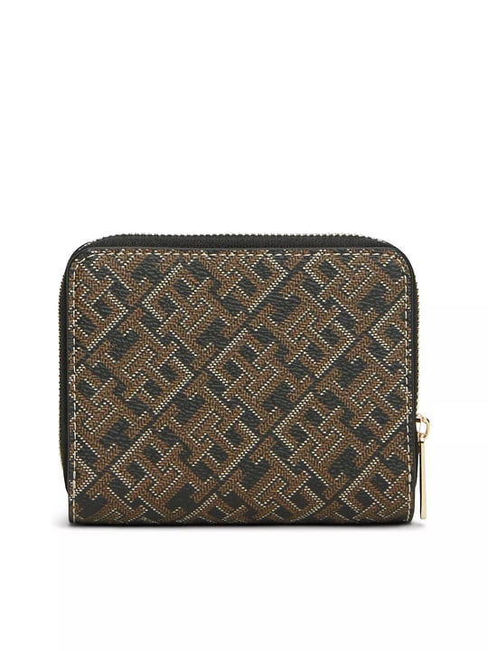 Tommy Hilfiger Tommy Hilfiger Kadın Monogram Logo Baskılı Fermuarlı Banknot Bölmeli Kahverengi Cüzdan AW0AW18995-0GJ