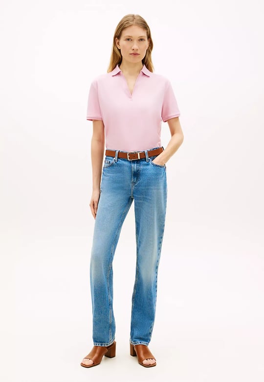 Tommy Hilfiger Tommy Hilfiger Kadın Normal Kalıp Pamuklu Kısa Kollu Pembe Polo Yaka T-Shirt WW0WW48720-TPG
