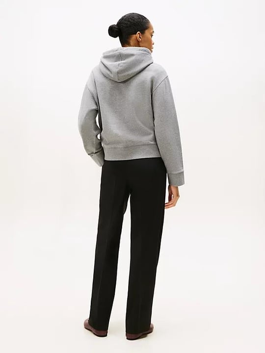Tommy Hilfiger Tommy Hilfiger Kadın Normal Kalıp Kolu Logo İmzalı Kapüşonlu Pamuklu Uzun Kollu Gri Sweatshirt WW0WW46127-P61