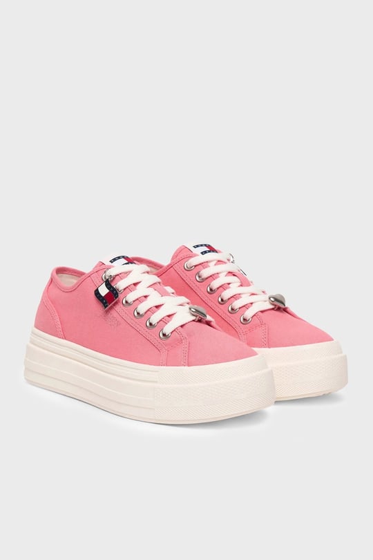 Tommy Hilfiger Tommy Hilfiger Kadın Platform Tabanlı TH Bayrak Logo Etiketli Pembe Sneaker EN0EN02959-TI5