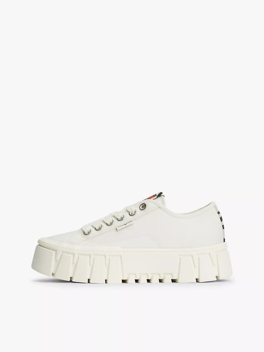 Tommy Hilfiger Tommy Hilfiger Kadın Platform Tabanlı Düşük Bilekli Desenli Ekru Sneaker EN0EN03070-YBI
