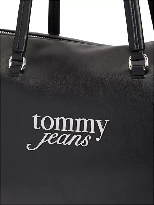 Tommy Hilfiger Tommy Hilfiger Kadın Pürüzsüz Yüzey Fermuarlı Çift Saplı İç Fermuar Cepli Metal Logolu Siyah Omuz Çantası AW0AW19054-BDS