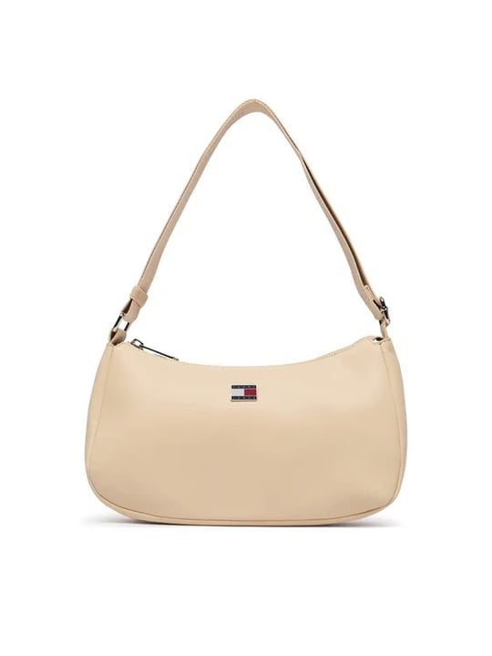 Tommy Hilfiger Tommy Hilfiger Kadın Pürüzsüz Yüzeyli Bayrak Logo Detaylı Omuz Askılı Bej Omuz Çantası AW0AW19041-AES