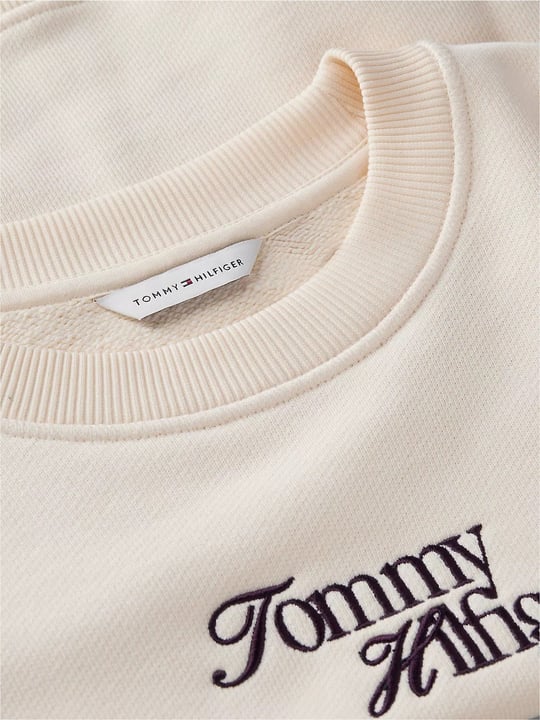 Tommy Hilfiger Tommy Hilfiger Kadın Regular Fit Bisiklet Yaka Uzun Kollu Krem Sweatshirt WW0WW51598-AEF