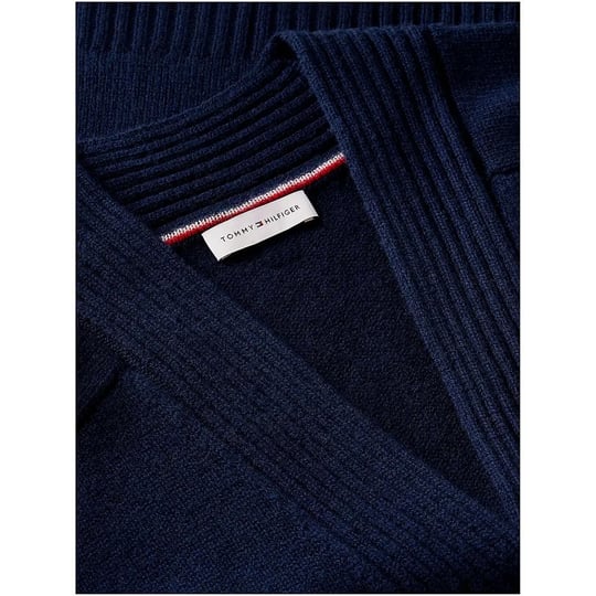 Tommy Hilfiger Tommy Hilfiger Kadın Regular Fit Geri Dönüştürülmüş Yün V Yaka Düğmeli Uzun Kollu Lacivert Kazak WW0WW52367-C1G