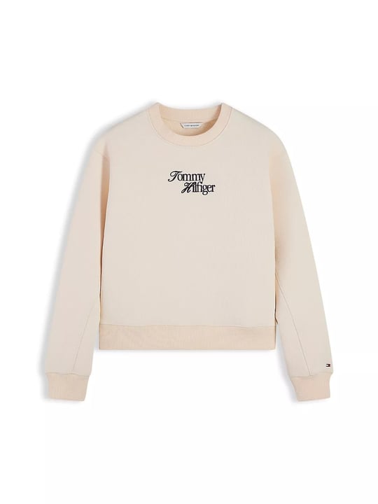 Tommy Hilfiger Tommy Hilfiger Kadın Regular Fit Bisiklet Yaka Uzun Kollu Krem Sweatshirt WW0WW51598-AEF