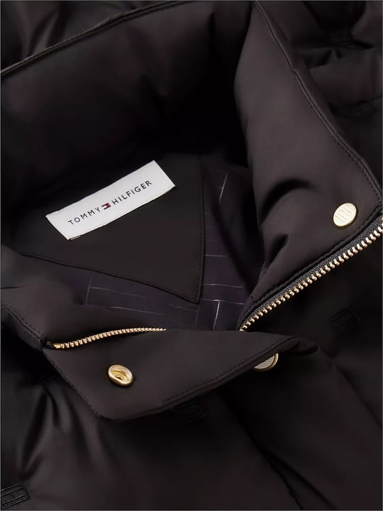 Tommy Hilfiger Tommy Hilfiger Kadın Regular Fit Su İtici Kaz Tüyü Dolgulu Dik Yaka Gizli Fermuarlı Siyah Ceket WW0WW49855-BDS