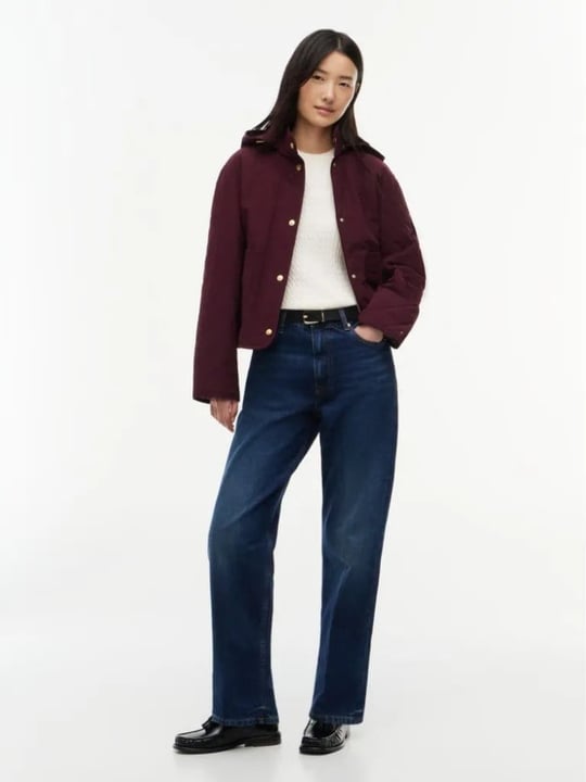 Tommy Hilfiger Tommy Hilfiger Kadın Regular Fit Kapüşonlu Yaka Uzun Kollu Bordo Ceket WW0WW51512-XIH