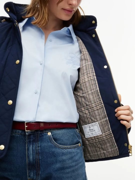 Tommy Hilfiger Tommy Hilfiger Kadın Regular Fit Kapüşonlu Yaka Uzun Kollu Lacivert Ceket WW0WW51512-C1G