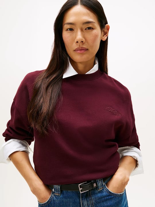Tommy Hilfiger Tommy Hilfiger Kadın Regular Fit Bisiklet Yaka Uzun Kol Pamuklu Kırmızı Sweatshirt WW0WW46125-XIH