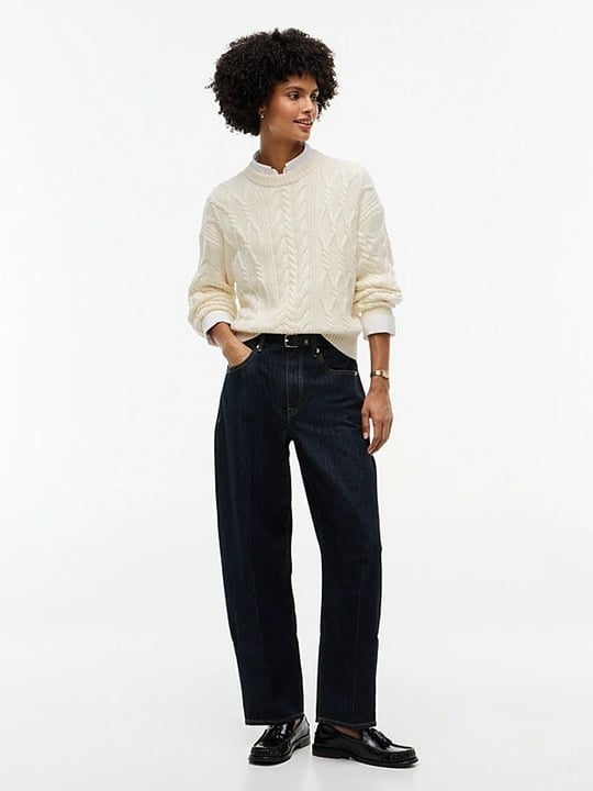 Tommy Hilfiger Tommy Hilfiger Kadın Relaxed Fit Yün İpek Karışımlı Saç Örgü Detaylı Bisiklet Yaka Düşük Omuzlu Sarı Kazak WW0WW51396-Z00