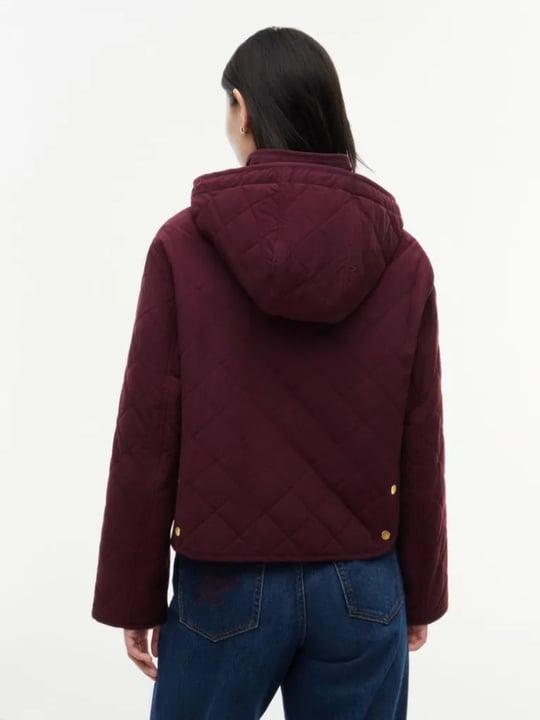 Tommy Hilfiger Tommy Hilfiger Kadın Regular Fit Kapüşonlu Yaka Uzun Kollu Bordo Ceket WW0WW51512-XIH