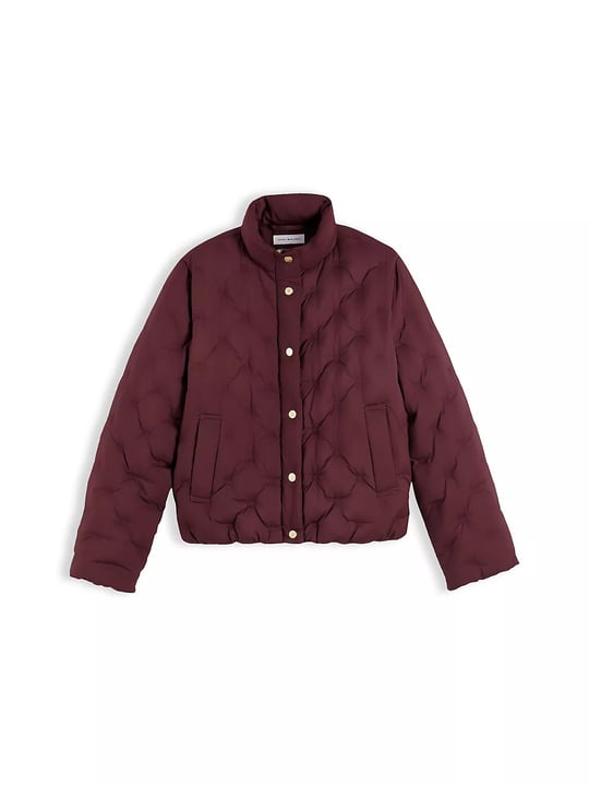Tommy Hilfiger Tommy Hilfiger Kadın Regular Fit Su İtici Kaz Tüyü Dolgulu Dik Yaka Gizli Fermuarlı Bordo Ceket WW0WW49855-XIH