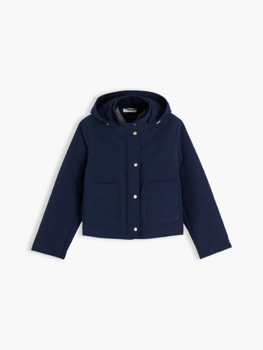 Tommy Hilfiger Tommy Hilfiger Kadın Regular Fit Kapüşonlu Yaka Uzun Kollu Lacivert Ceket WW0WW51512-C1G