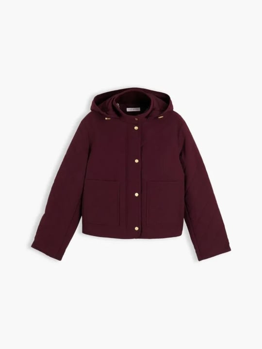 Tommy Hilfiger Tommy Hilfiger Kadın Regular Fit Kapüşonlu Yaka Uzun Kollu Bordo Ceket WW0WW51512-XIH