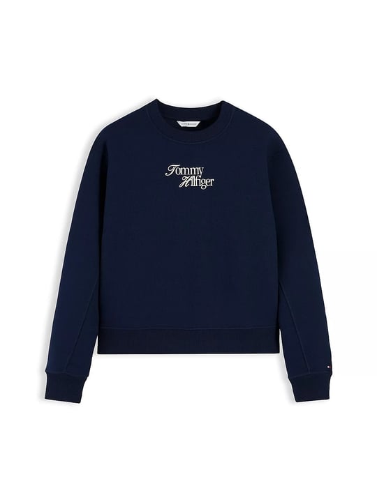Tommy Hilfiger Tommy Hilfiger Kadın Regular Fit Bisiklet Yaka Uzun Kollu Lacivert Sweatshirt WW0WW51598-C1G