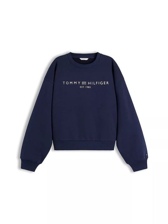 Tommy Hilfiger Tommy Hilfiger Kadın Regular Fit Pamuklu Bisiklet Yaka Uzun Kollu Mavi Sweatshirt WW0WW47831-C1G