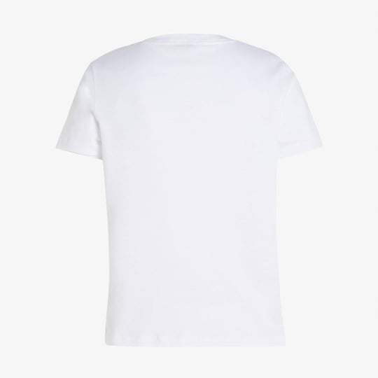 TOMMY HILFIGER Tommy Hilfiger Kadın Saf Pamuklu Yuvarlak Yaka Göğüste Logolu Kısa Kollu Beyaz Bluz WW0WW40276-YCF