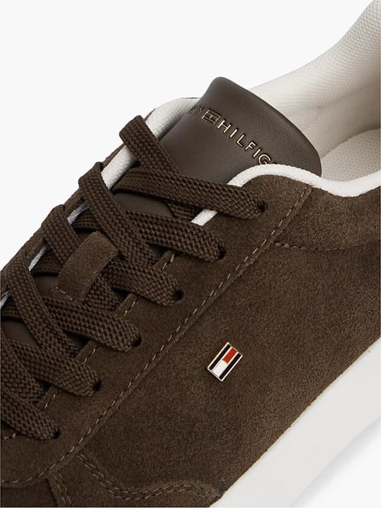 Tommy Hilfiger Tommy Hilfiger Kadın Süet Yüzey Hafif Tabanlı Logolu Kahverengi Sneaker FW0FW09593-0HJ