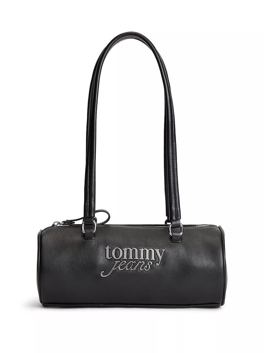 Tommy Hilfiger Tommy Hilfiger Kadın Suni Deri Fermuarlı Astarlı İç Fermuar Cepli Çift Saplı Siyah Omuz Çantası AW0AW19055-BDS