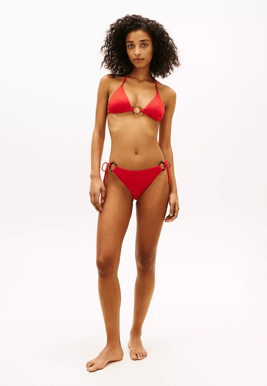 Tommy Hilfiger Tommy Hilfiger Kadın Suni Kaplumbağa Kabuğu Desenli Halkadan Metalik Detaylı Turuncu Bikini Üstü UW0UW06387-SNE