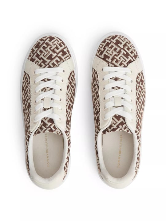 Tommy Hilfiger Tommy Hilfiger Kadın TH Monogram Logolu Düşük Bilekli Kahverengi Sneaker FW0FW09398-GSZ
