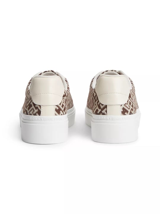 Tommy Hilfiger Tommy Hilfiger Kadın TH Monogram Logolu Düşük Bilekli Kahverengi Sneaker FW0FW09398-GSZ
