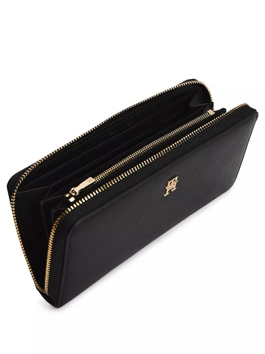Tommy Hilfiger Tommy Hilfiger Kadın TH Monogram Logolu Bozuk Para Cepli Fermuarlı Siyah Cüzdan AW0AW18483-BDS