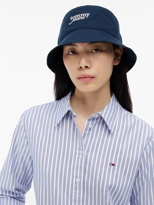 Tommy Hilfiger Tommy Hilfiger Kadın Tommy Jeans Markalı Pamuklu Kova Kesim Lacivert Şapka AW0AW18870-C1G