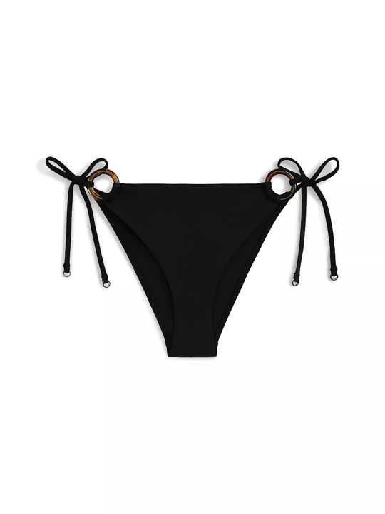 Tommy Hilfiger Tommy Hilfiger Kadın Yanlardan Bağlamalı Ve Kaplumbağa Kabuğu Desenli Siyah Bikini Altı UW0UW06389-BEH