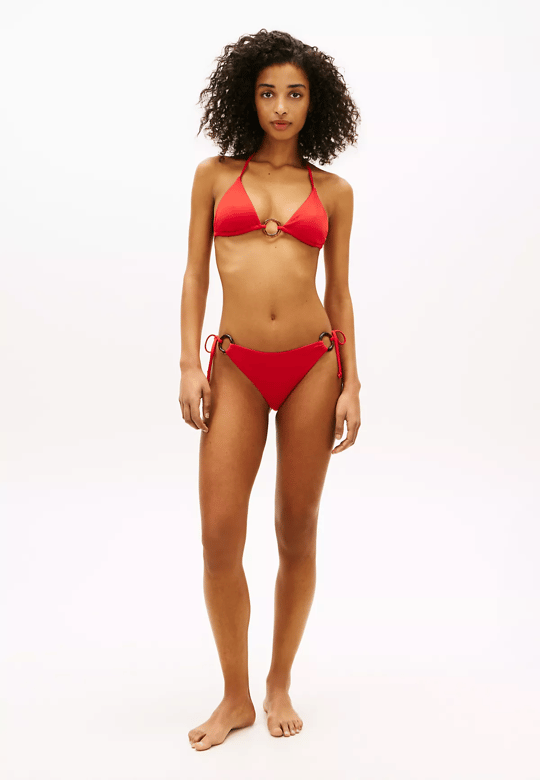 Tommy Hilfiger Tommy Hilfiger Kadın Yanlardan Bağlamalı Ve Kaplumbağa Kabuğu Desenli Turuncu Bikini Altı UW0UW06389-SNE