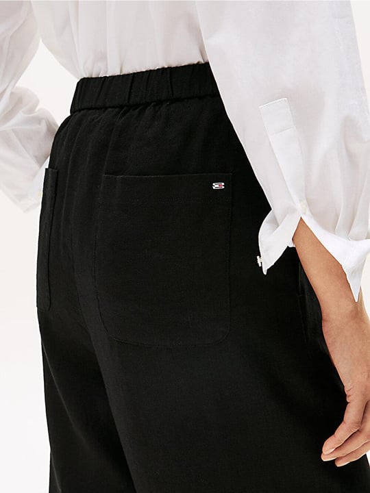 TOMMY HILFIGER Tommy Hilfiger Kadın Yüksek Bel Geniş Paça Cep Detay Rahat Düz Model Siyah Pantolon WW0WW46823-BDS