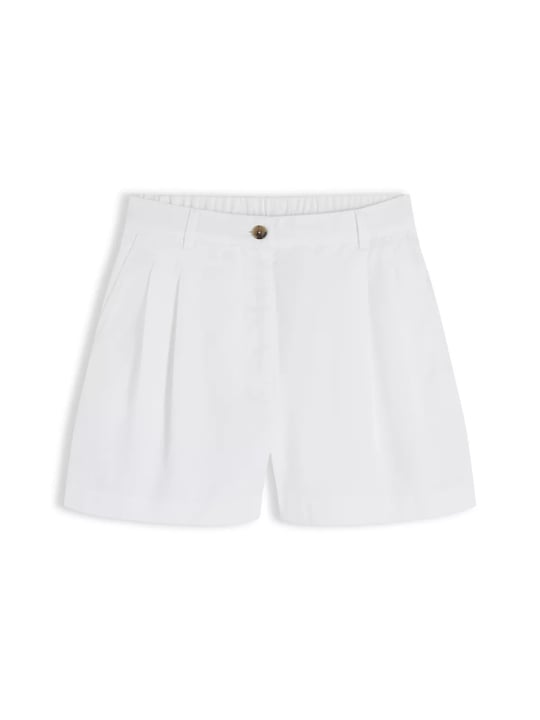 Tommy Hilfiger Tommy Hilfiger Kadın Yüksek Bel Kısa Boy Düğme Kapama Beyaz Şort WW0WW50087-YBL