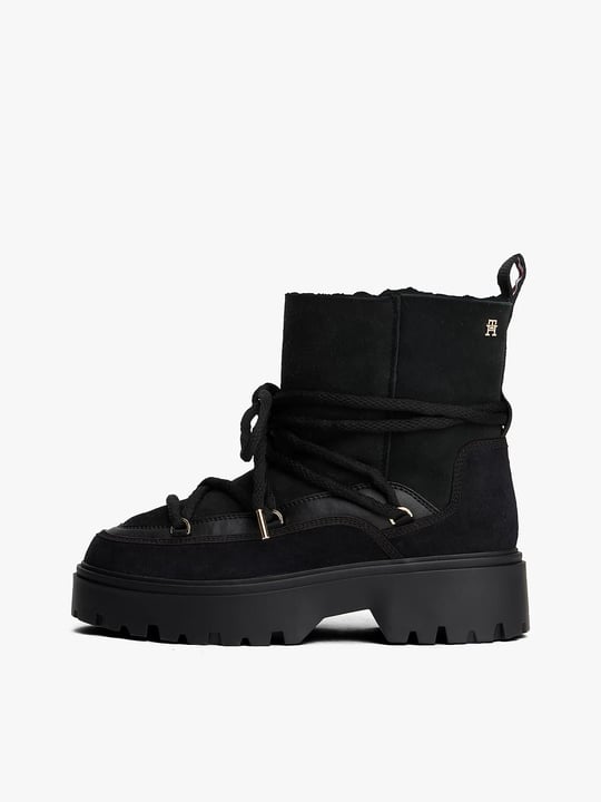 Tommy Hilfiger Tommy Hilfiger Kadın Yumuşak Dolgulu İç Kısım Süet Dış Yüzey Yüksek Tabanlı Kar Siyah Bot & Bootie FW0FW08996-BDS