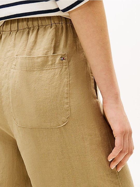 TOMMY HILFIGER Tommy Hilfiger Kadın Yüksek Bel Geniş Paça Cep Detay Rahat Düz Model Bej Pantolon WW0WW46823-AEH
