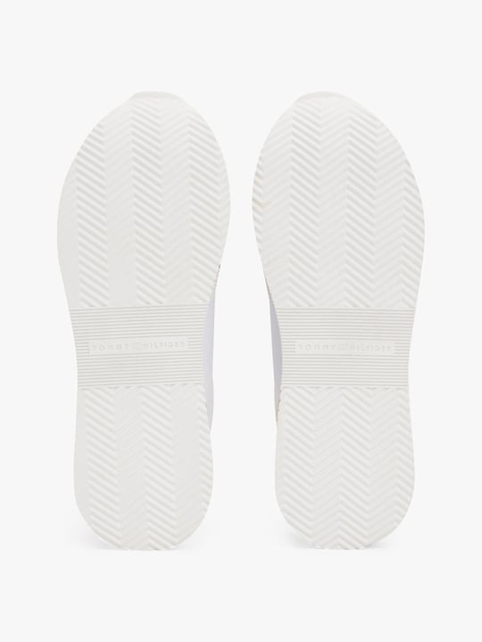 TOMMY HILFIGER Tommy Hilfiger Kadın Yuvarlak Hafif Sert Burun Yumuşak Kalın Taban Ekru Sneaker FW0FW08475-YBL