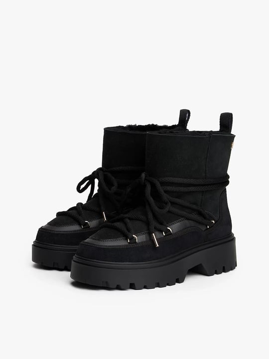 Tommy Hilfiger Tommy Hilfiger Kadın Yumuşak Dolgulu İç Kısım Süet Dış Yüzey Yüksek Tabanlı Kar Siyah Bot & Bootie FW0FW08996-BDS