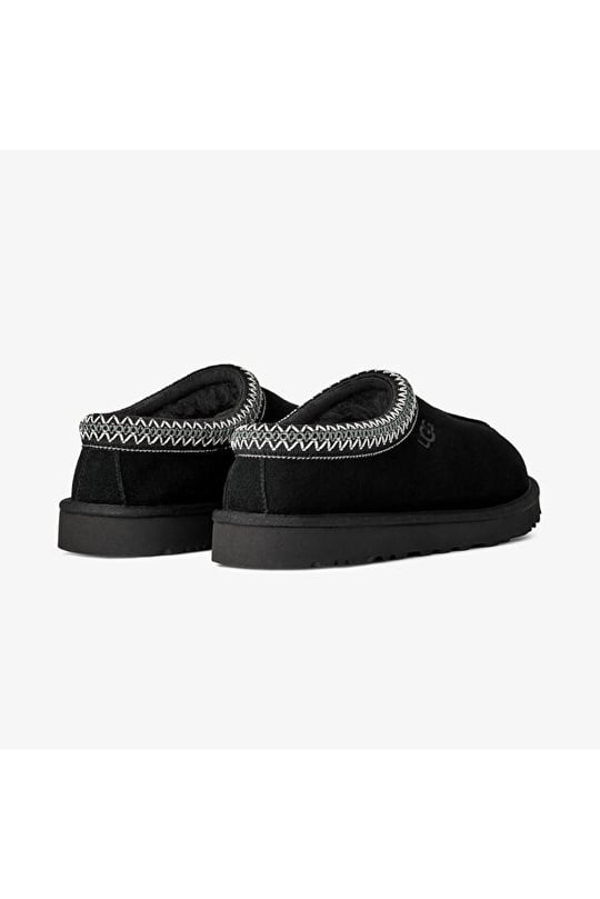UGG UGG Erkek İşleme Bilek Detaylı İçi Kürklü Süet Siyah Terlik 1174671-BLACK