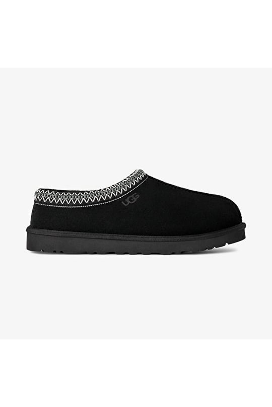 UGG UGG Erkek İşleme Bilek Detaylı İçi Kürklü Süet Siyah Terlik 1174671-BLACK