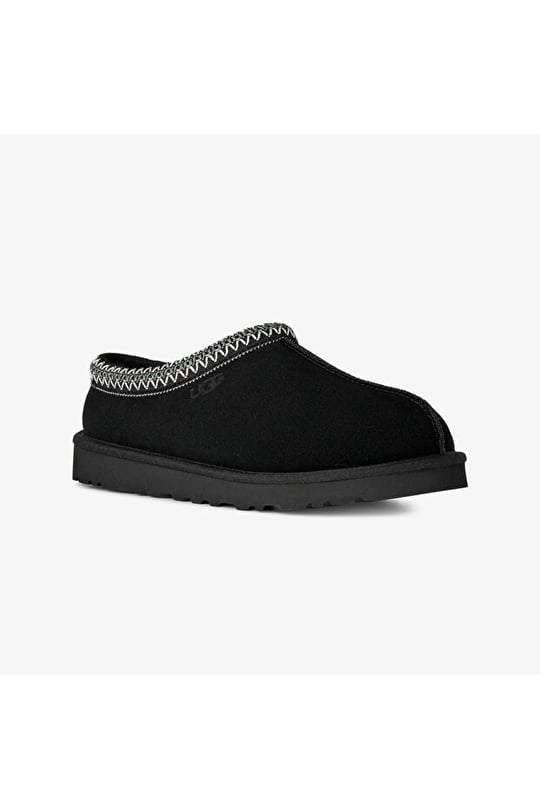 UGG UGG Erkek İşleme Bilek Detaylı İçi Kürklü Süet Siyah Terlik 1174671-BLACK