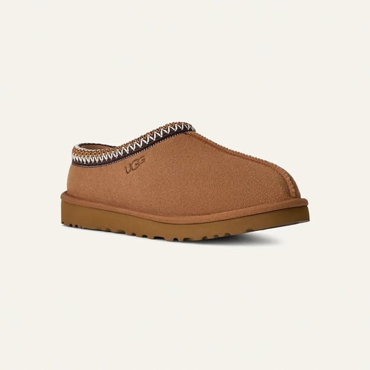 UGG UGG Erkek İşleme Bilek Detaylı İçi Kürklü Süet Taba Terlik 1174671-CHESTNUT