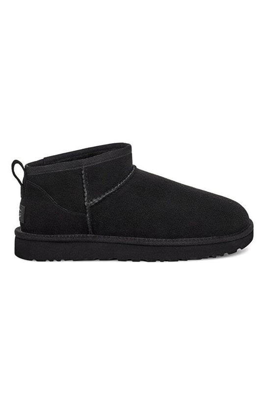 UGG UGG Kadın Deri Logolu Düz Tabanlı Günlük Kullanım Siyah Bot & Bootie 1116109-BLACK