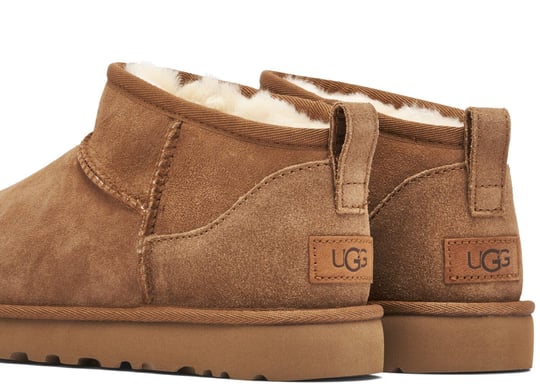 UGG UGG Kadın Deri Logolu Düz Tabanlı Günlük Kullanım Taba Bot & Bootie 1116109-CHESTNUT