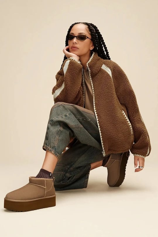 UGG UGG Kadın Düz Taban Logo Baskılı Rahat Spor Stil Bronz Bot & Bootie 1135092-LGHTBRNZE