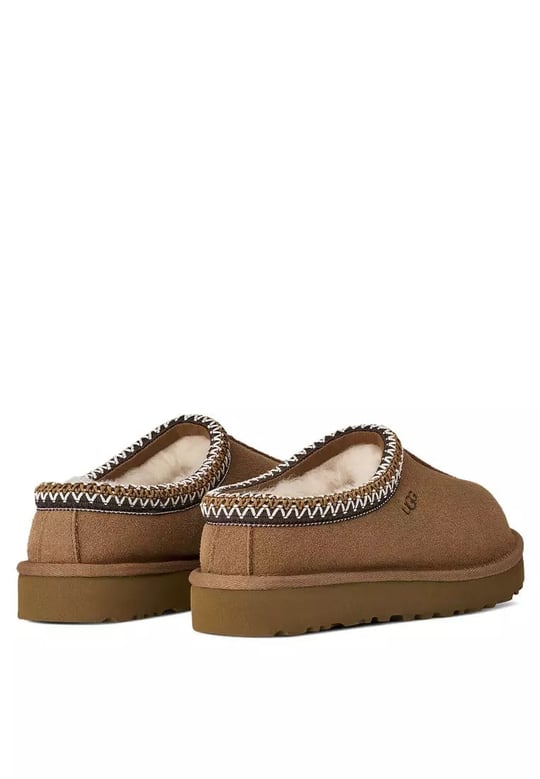 UGG UGG Kadın İşleme Bilek Detaylı İçi Kürklü Süet Taba Terlik 1174470-CHESTNUT