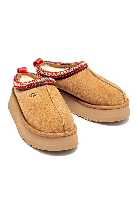 UGG UGG Kadın Platform Taban Süet Detaylı Rahat Astarlı Taba Terlik 1174471-CHESTNUT